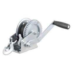 CURT® 29435 – 1,400 lbs Hand Winch with Strap and Zinc-Plated Snap Hook