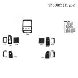 B&I® 3D008B2-SDE – 3D Molded Blackwood Full Dash Kit (11 Pcs)