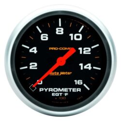 Auto Meter® 5444 – Pro-Comp Series 2-5/8″ EGT Pyrometer Gauge, 0-1600 F