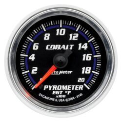 Auto Meter® 6145 – Cobalt Series 2-1/16″ EGT Pyrometer Gauge, 0-2000 F