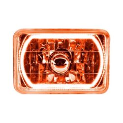 Oracle Lighting® – 4×6″ Rectangular Chrome Crystal Headlight with Amber SMD Halo Preinstalled (H4651, 165mm)