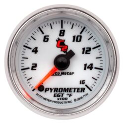 Auto Meter® 7144 – C2 Series 2-1/16″ EGT Pyrometer Gauge, 0-1600 F