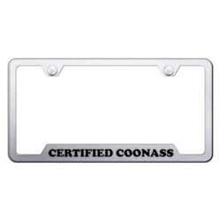 Autogold® – Brushed License Plate Frame with Laser Etched Certified Coonass Logo and Cut-Out