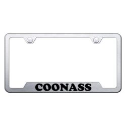 Autogold® – Brushed License Plate Frame with Laser Etched Coonass Logo and Cut-Out