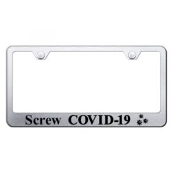 Autogold® – Brushed License Plate Frame with Laser Etched Screw COVID-19 Logo