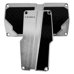 NRG Innovations® PDL-150SL – Automatic Silver Brushed Aluminum Pedal Pad Set with Black Carbon