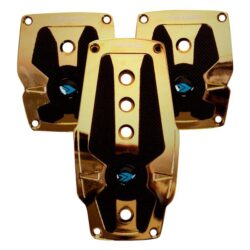 NRG Innovations® PDL-200CG – Manual Gold Chrome Brushed Aluminum Pedal Pad Set with Black Rubber Insert