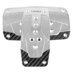 NRG Innovations® PDL-450SL – Automatic Silver Aluminum Pedal Pad Set with Black Carbon Fiber