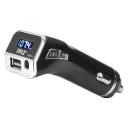 Pyle® PLMP2A – FM Radio Transmitter with USB Port for Charging Devices, 3.5mm AUX Input Car Lighter Adaptor