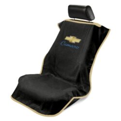 Seat Armour® SA100CAMB – Black Towel Seat Cover with Old Style Camaro Logo