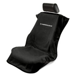 Seat Armour® SA100CHARGB – Black Towel Seat Cover with Charger Logo