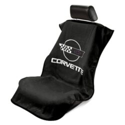 Seat Armour® SA100COR4B – Black Towel Seat Cover with Old Style Corvette Logo