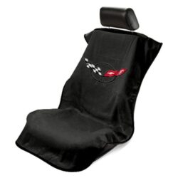 Seat Armour® SA100COR5B – Black Towel Seat Cover with New Style Corvette Logo