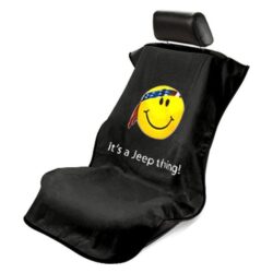 Seat Armour® SA100JEPSFB – Black Towel Seat Cover with Jeep Smiley Face Logo