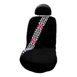 Seat Armour® SA100MINCHCK – Black Towel Seat Cover with Checkered Logo