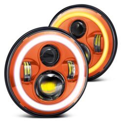 Lumen® – 7″ Round Orange Projector LED Headlights with Switchback Halo (H6024)